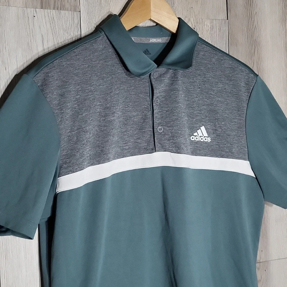 Adidas Mens Medium‎ Novelty Colorblock Jersey Golf Polo Shirt Preppy Sports